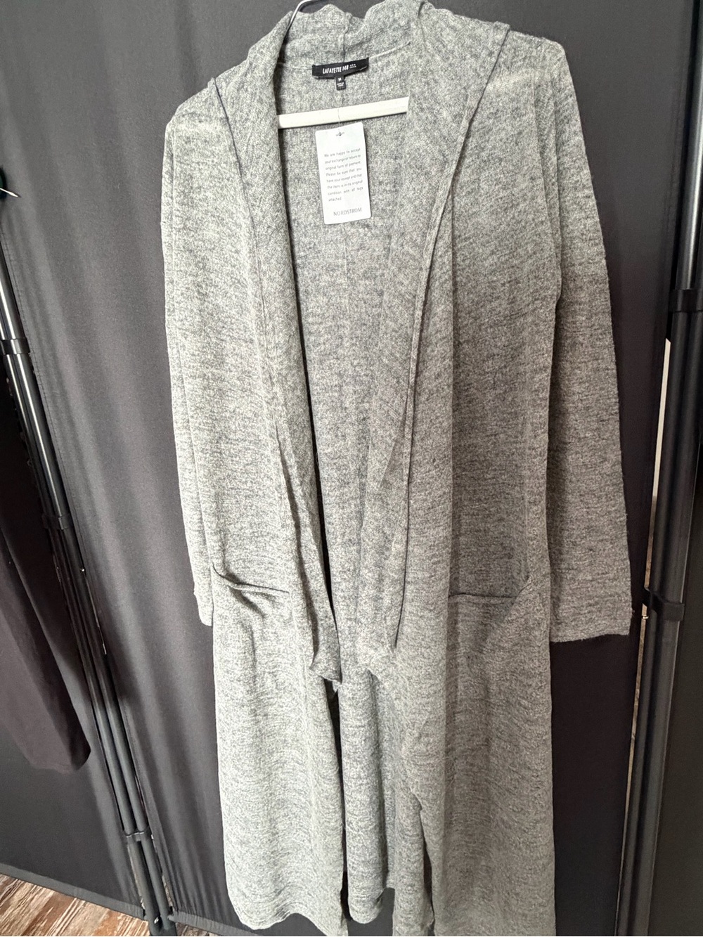 Lafayette 148 New York Heather Gray Open-Front Cardigan Medium cashmere blend - Picture 7 of 9